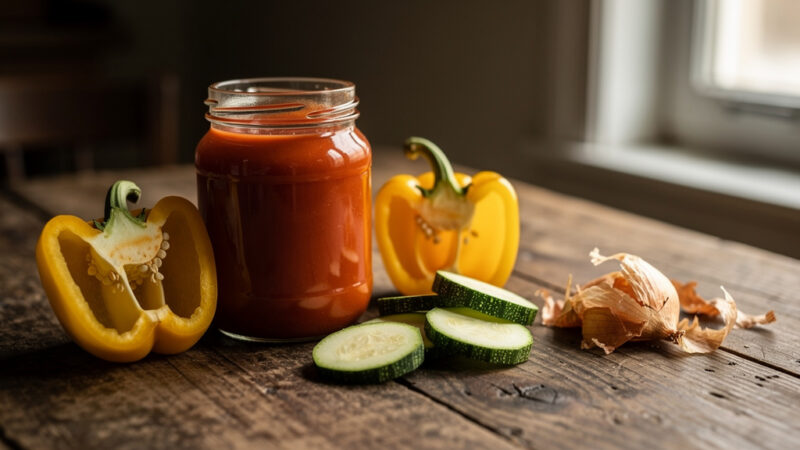 Przepis na ketchup z cukinii, papryki i cebuli